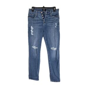 7 For All Mankind Jeans 26 Josefina Button Fly Skinny Boyfriend Distressed